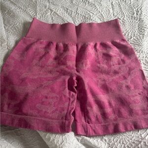Pink Camo High-Waisted Shorts
